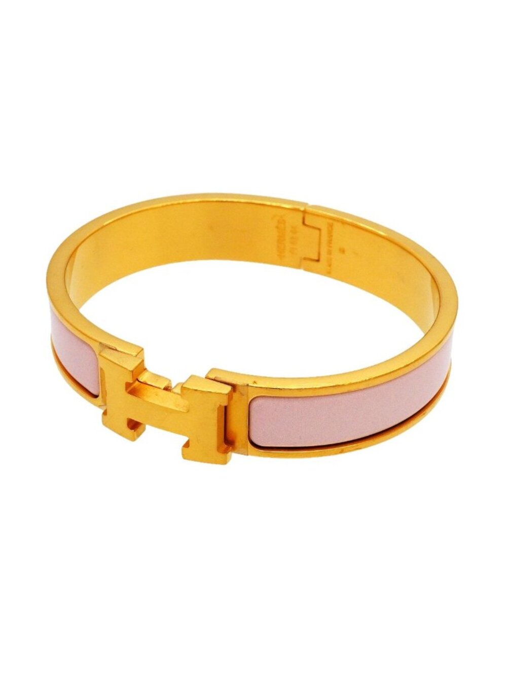 Hermes Bangle Clic Clac PM Gold Plated Pink Bracelet